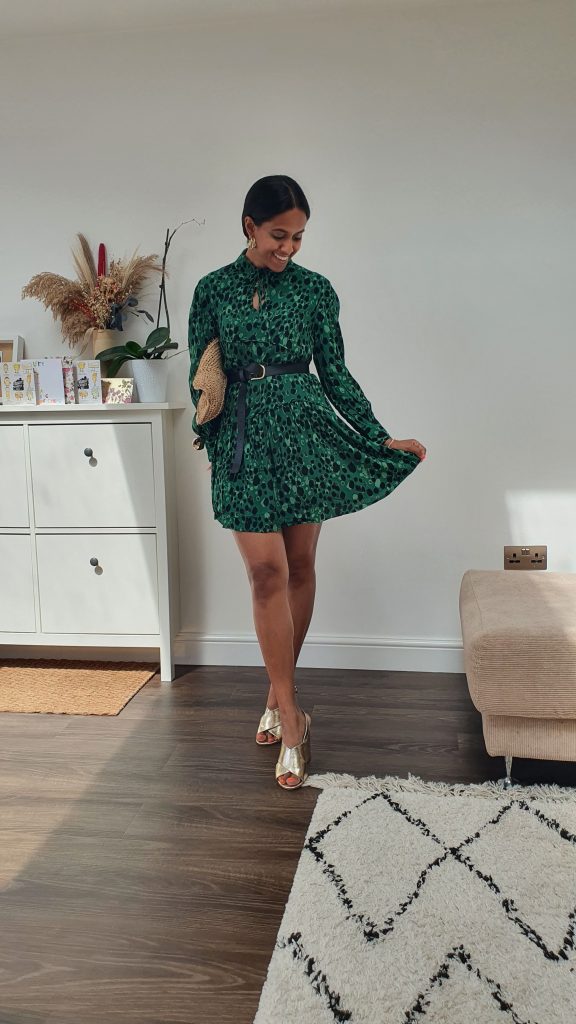 Petite Isla Tie Neck Mini Dress